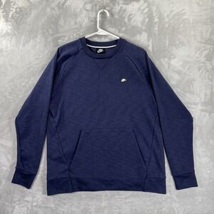 Nike Sweatshirt mens Large Optic Crew Neck Pullover Front Pocket Sportswear Blue